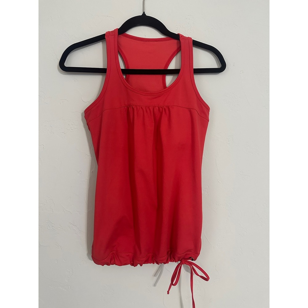 Athleta Red Drawstring Racerback Tank Top